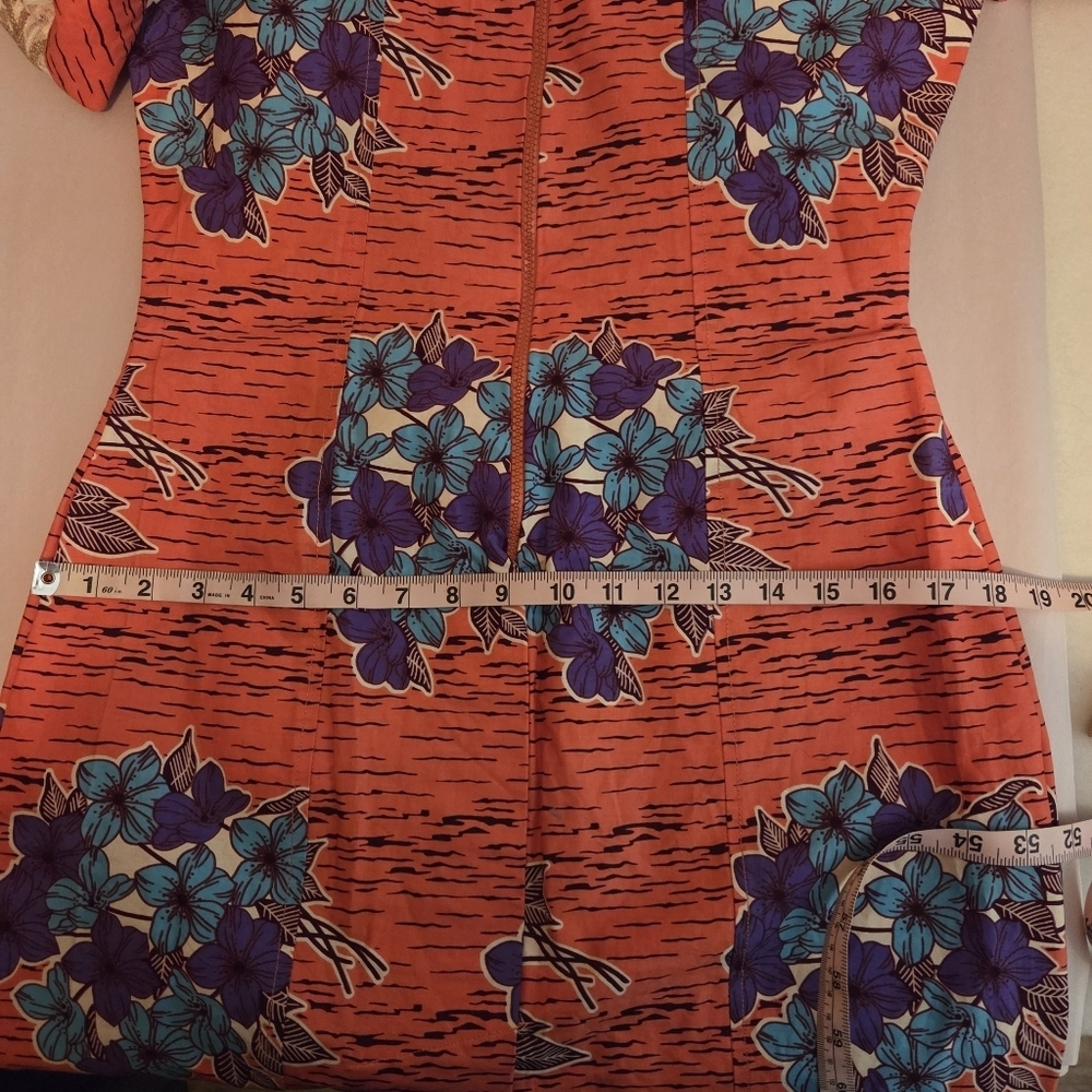 African Ankara Dress Handcrafted Floral Print With Bell Sleeves - Picture 9 of 9